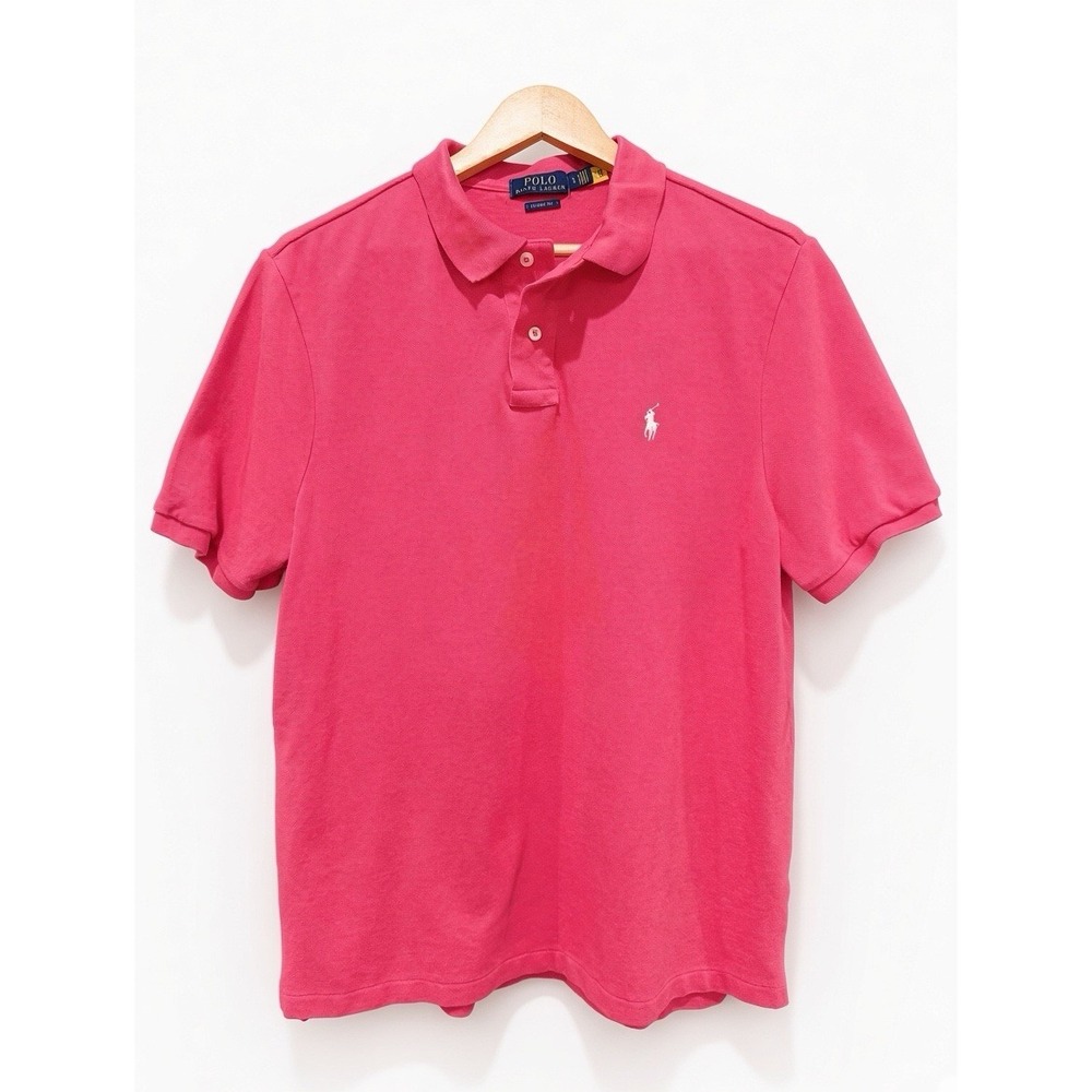Polo Ralph Lauren Cotton Polo Shirt coral w white pony sz L Classic fit